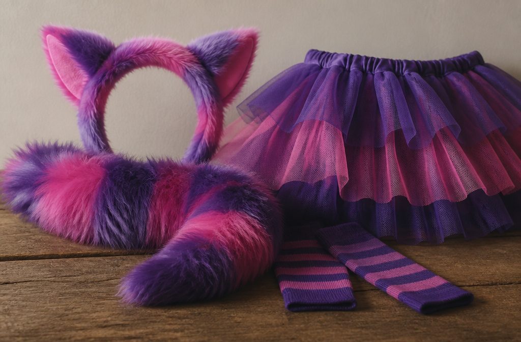 Different Cheshire Cat costumes displayed together for Halloween inspiration.